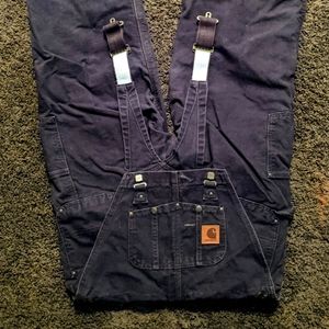 Carhartt R27 -  Dark Brown Sandstone Washed Bib Overall - Quilt Lined Size 34x30
